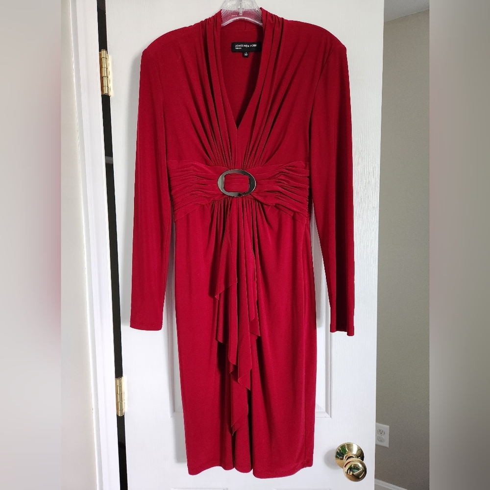 Jones New York Red Long Sleeve Dress, Size 4